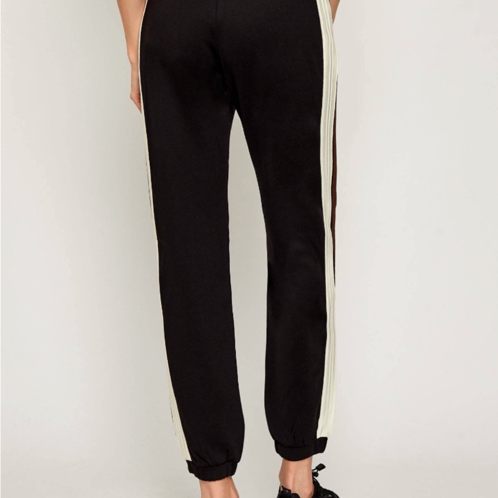 Romeo & Juliet Couture Black Joggers with Cream Stripes